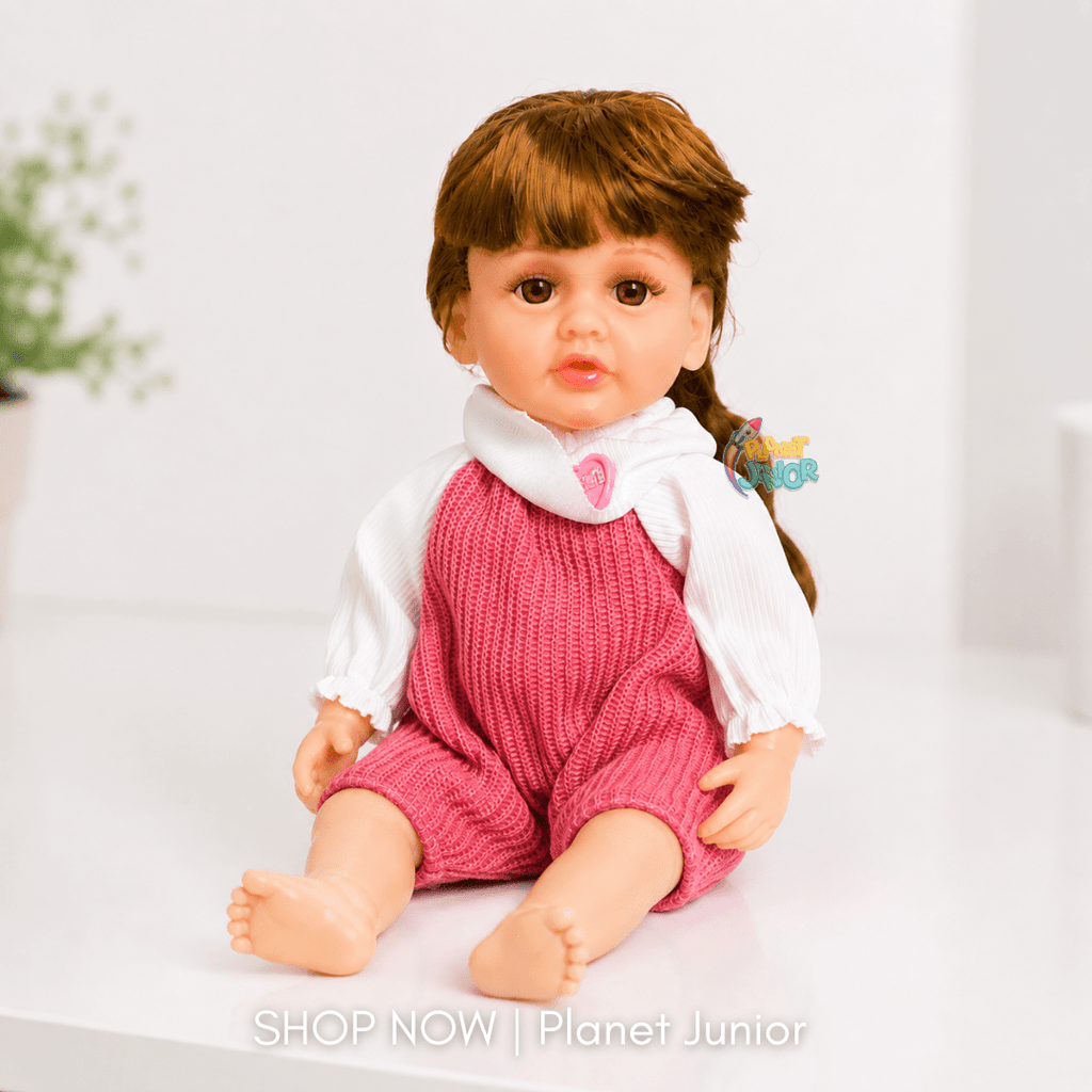 Realistic Fashion Doll with Pink Knitted Outfit & Long Hair