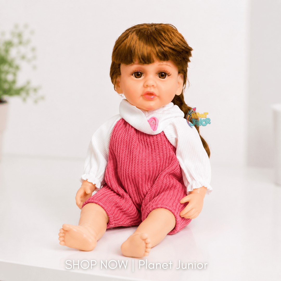 Realistic Fashion Doll with Pink Knitted Outfit & Long Hair