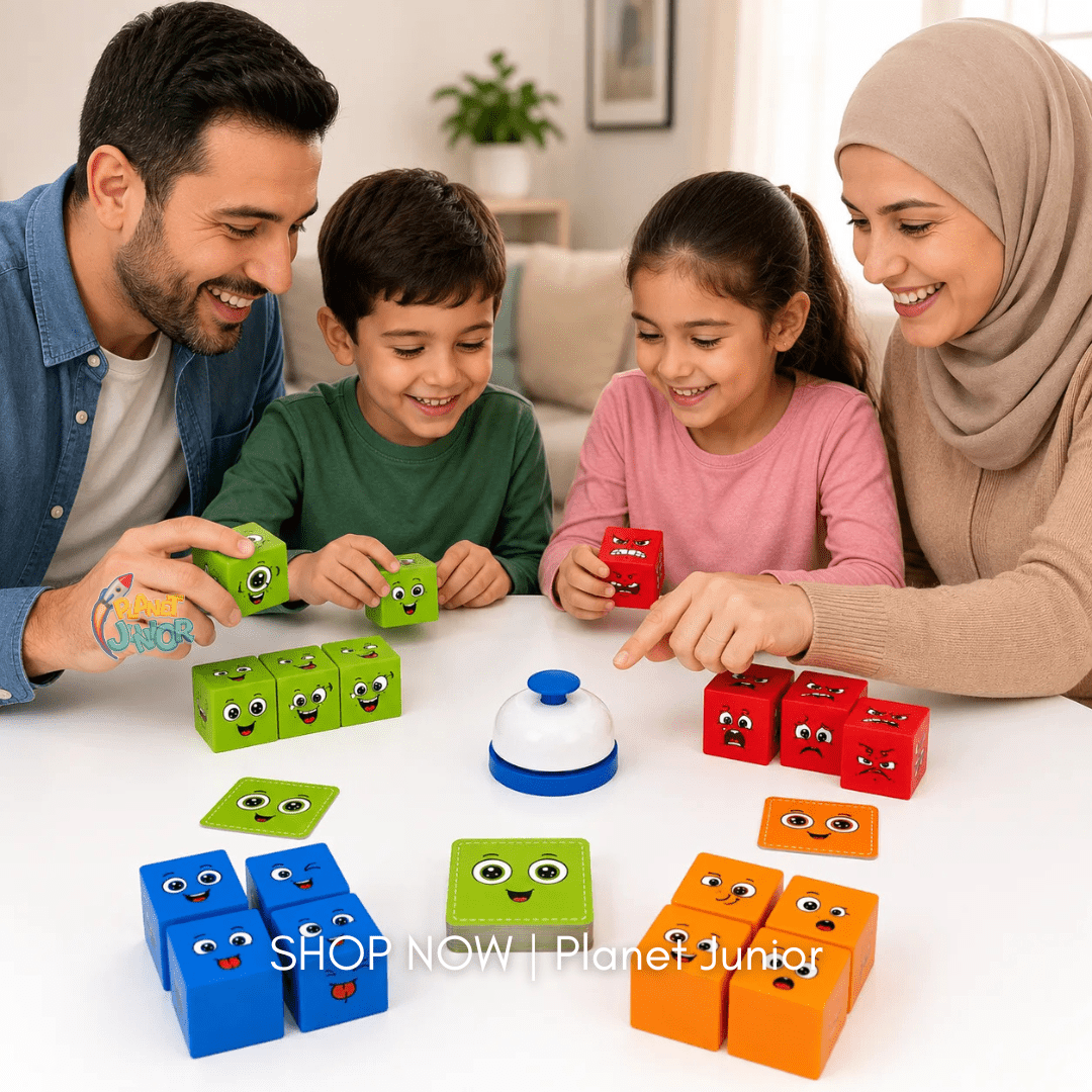 Square Face Matching Puzzle Game with Challenge Cards