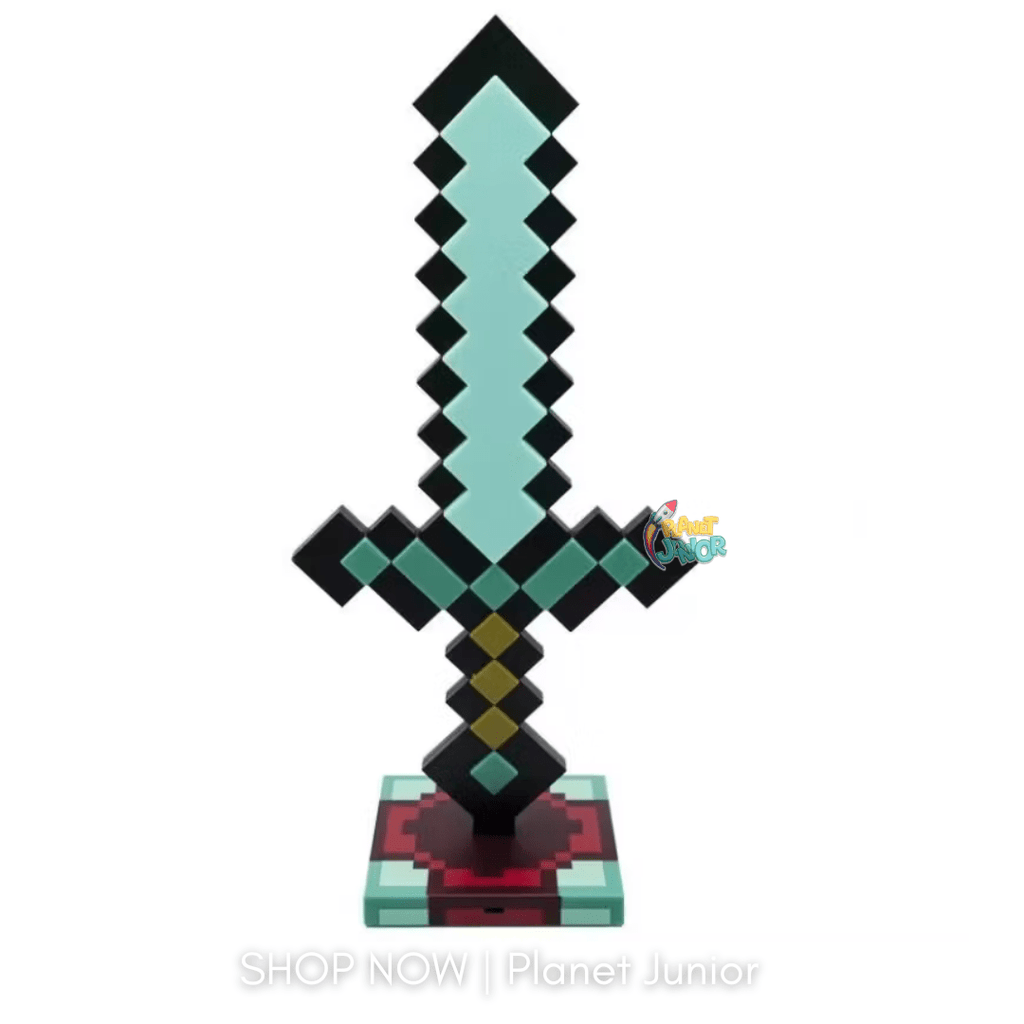 Minecraft-Inspired RGB Light-Up Pixel Sword with Display Stand – Rechargeable