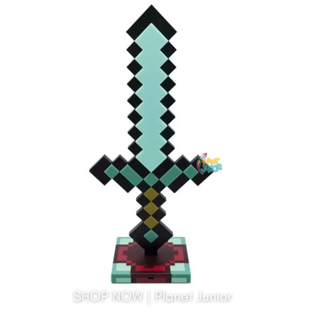 Minecraft-Inspired RGB Light-Up Pixel Sword with Display Stand – Rechargeable