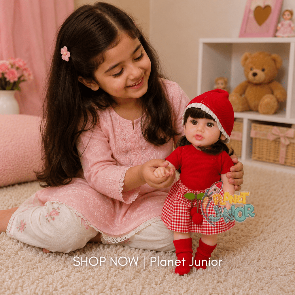 Realistic Fashion Girl Doll with Red Checkered Outfit