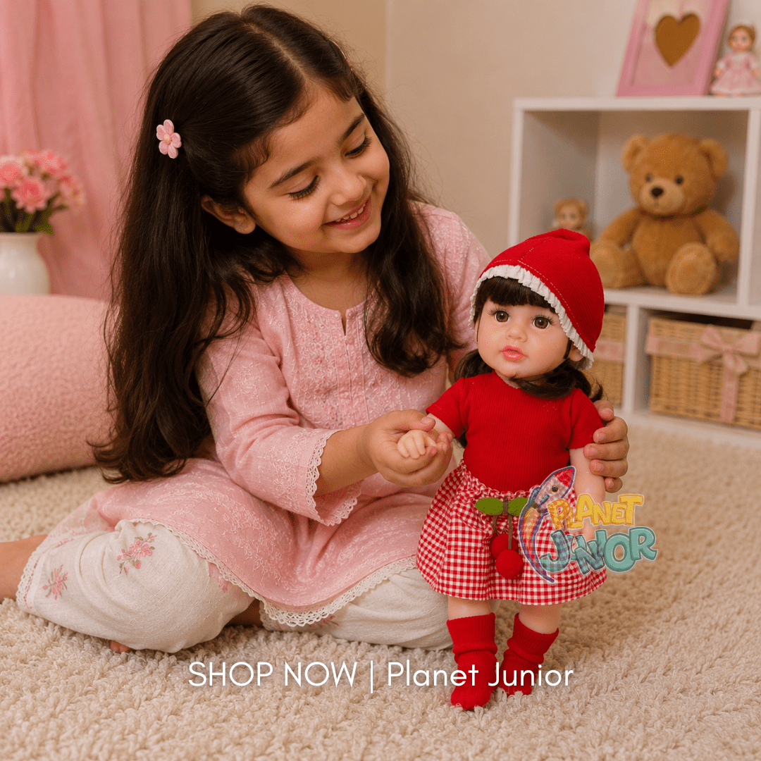 Realistic Fashion Girl Doll with Red Checkered Outfit