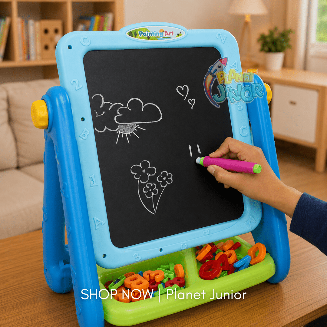 2in1 Kids Magnetic Drawing & Learning Easel – Creative Art & Writing Board