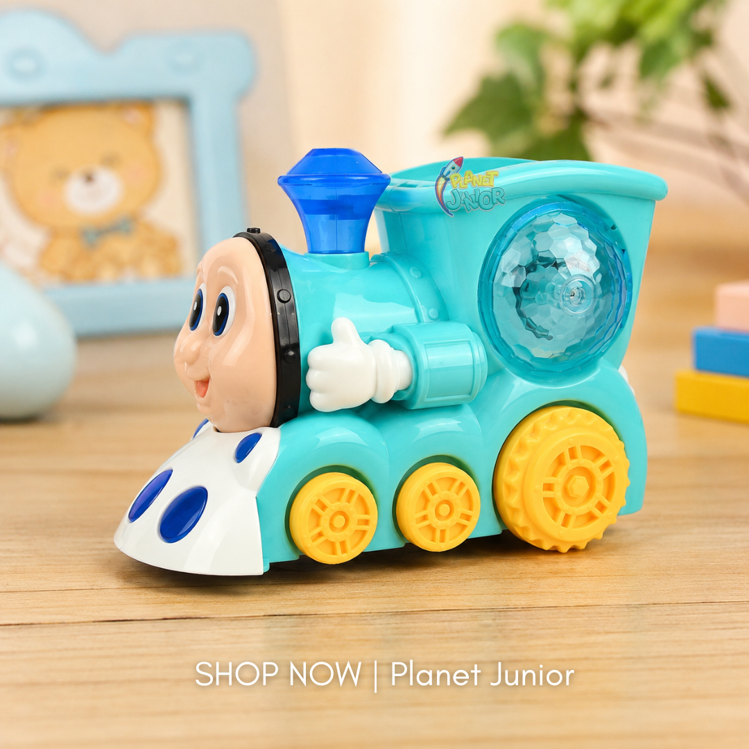 Cute Bump & Go Musical Train Toy for Kids with Lights