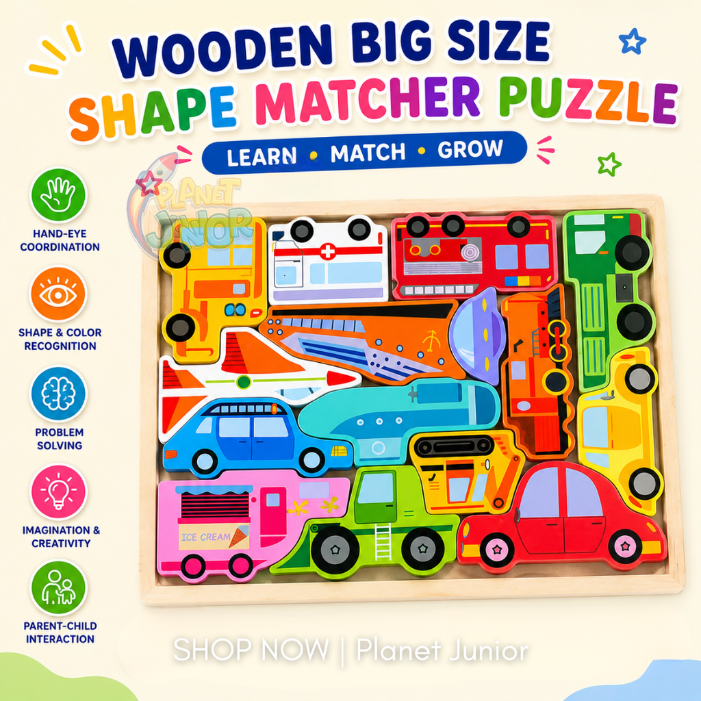 Wooden Big Size Shape Matcher Puzzle for Kids