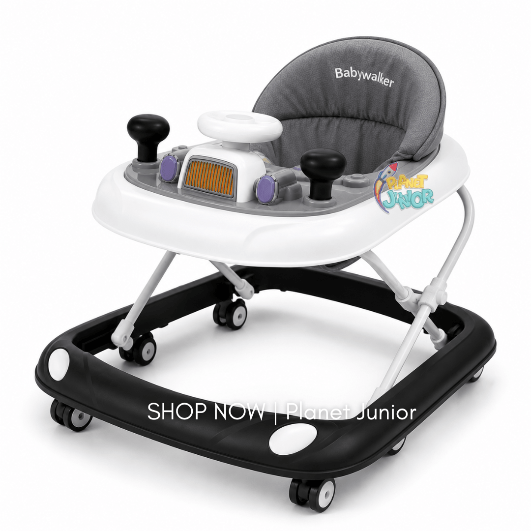 Foldable Baby Learning Walker with Comfort Seat & Activity Tray
