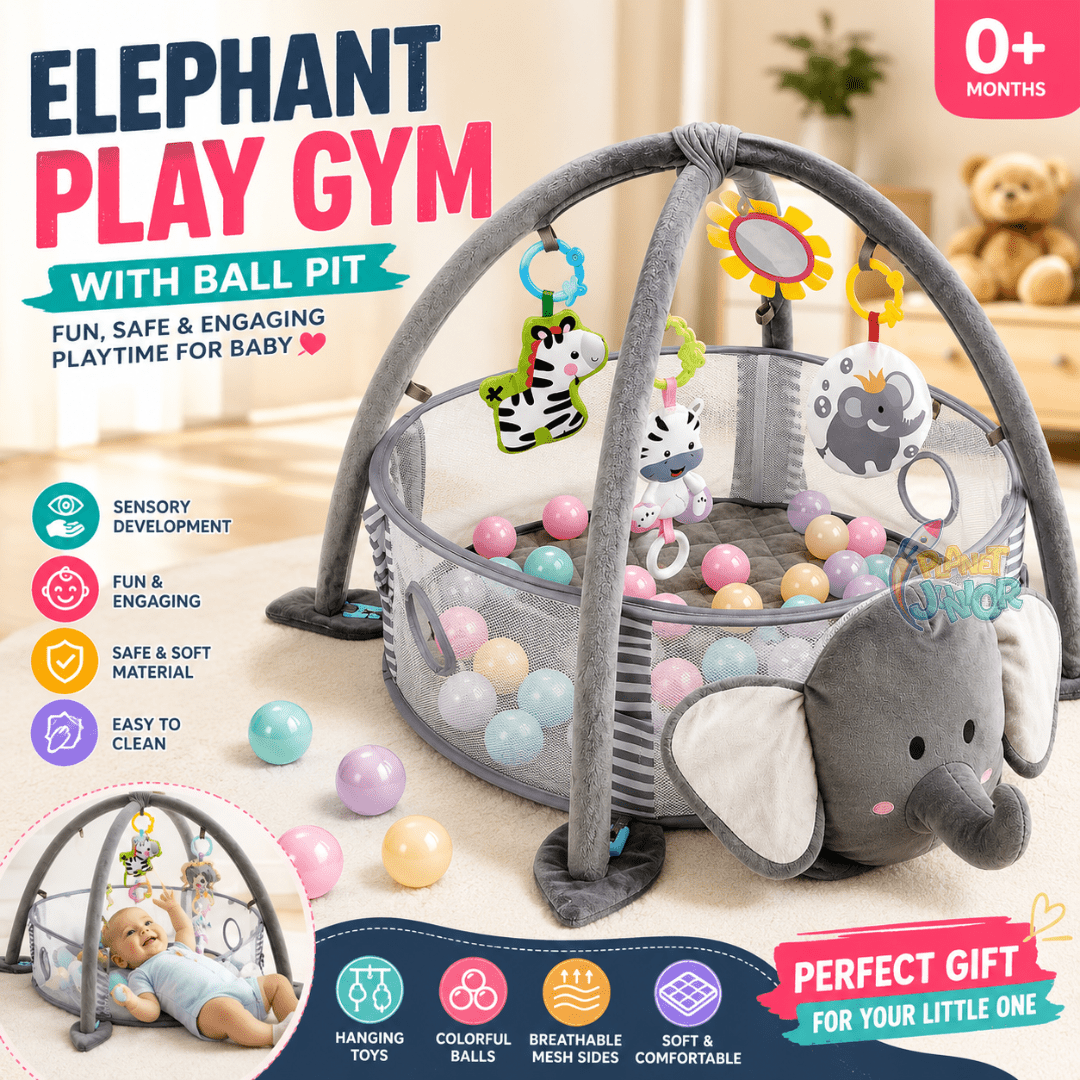Elephant Baby Activity Play Gym & Ball Pit with Hanging Toys