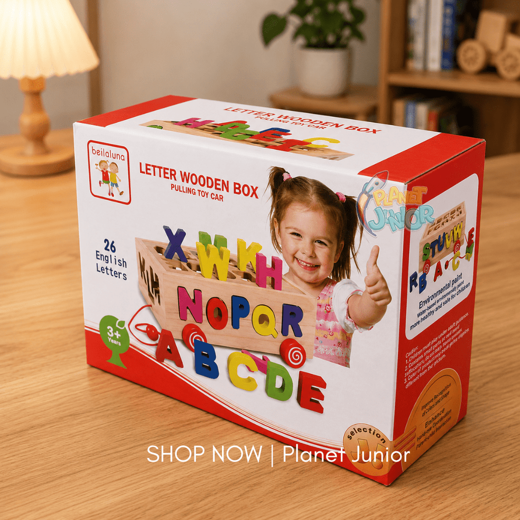 Wooden Alphabet Sorting & Pull-Along Learning Box for Kids