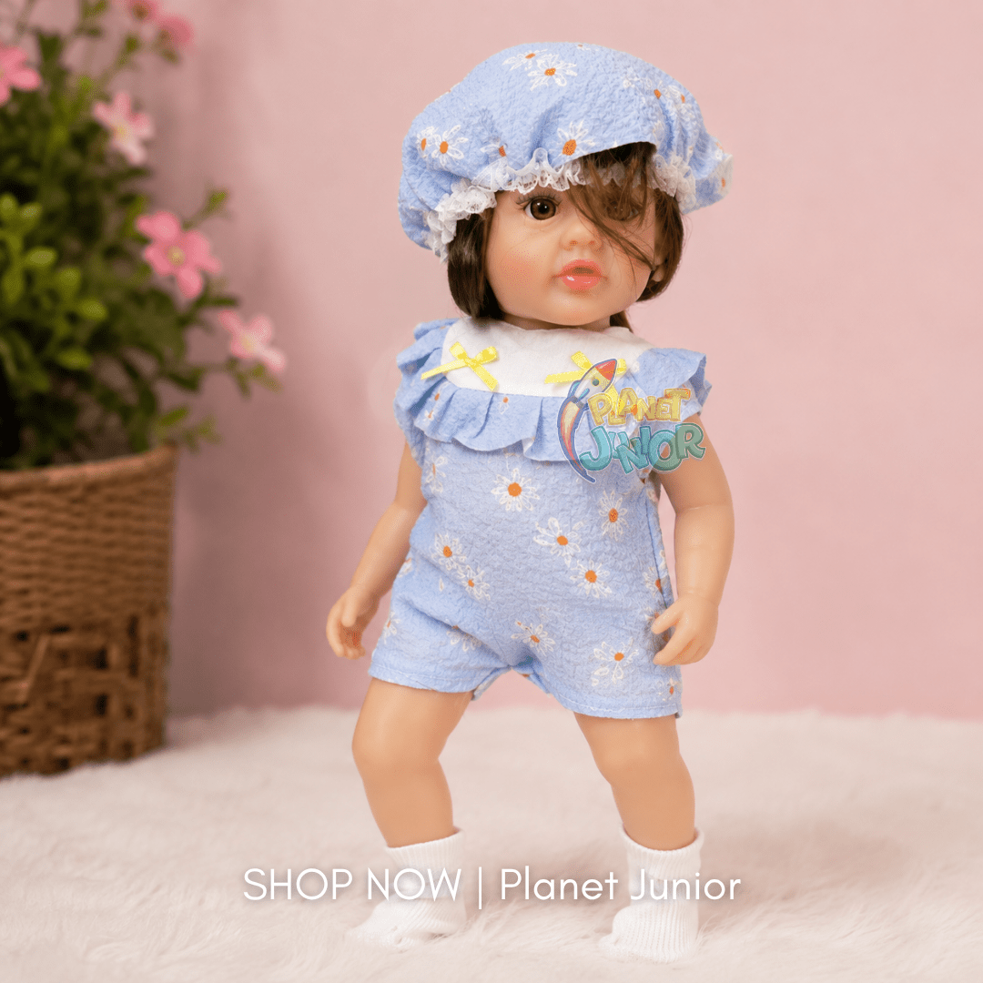 Adorable Baby Girl Doll with Floral Outfit & Matching Bonnet