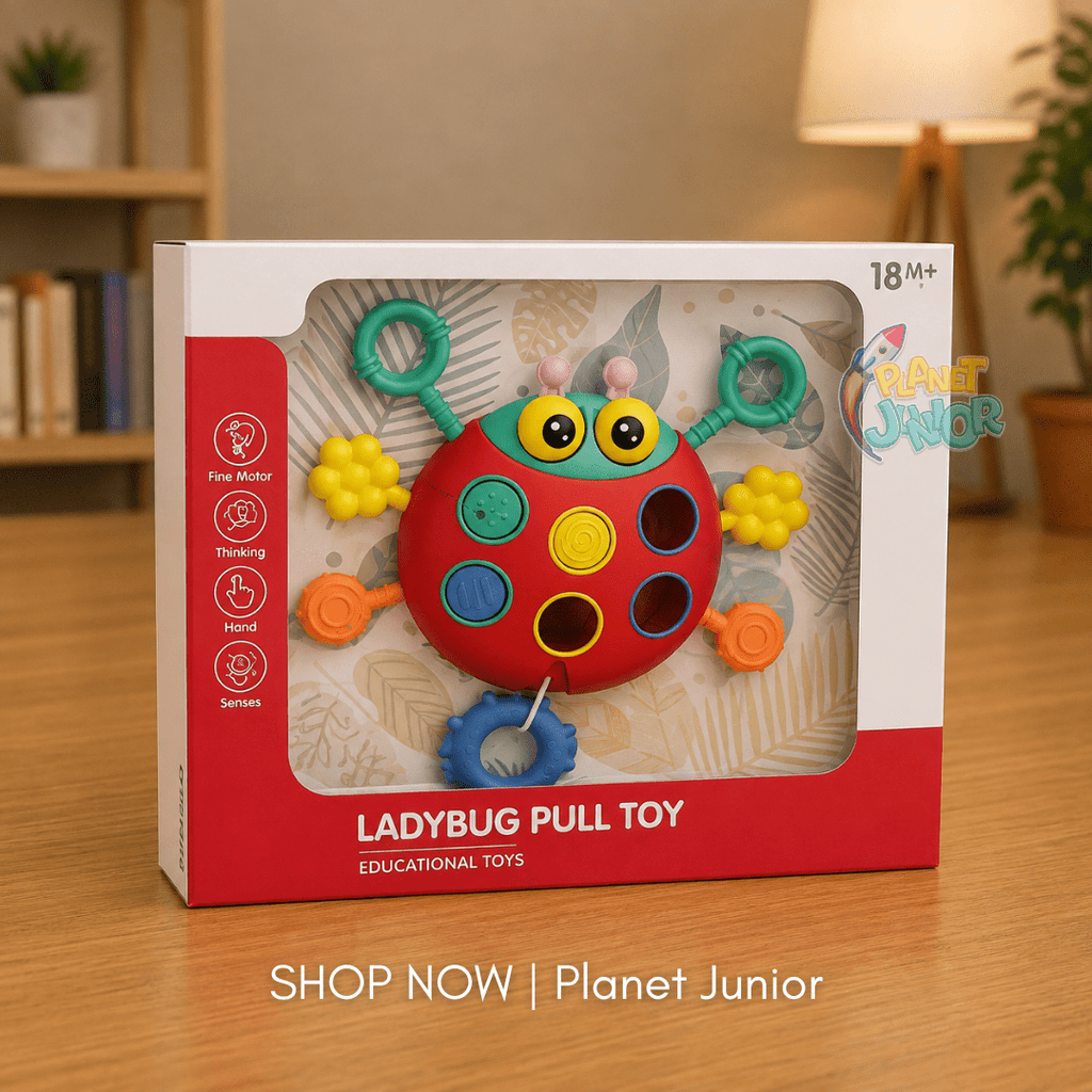 Interactive Ladybug Pull String Sensory Toy for Babies