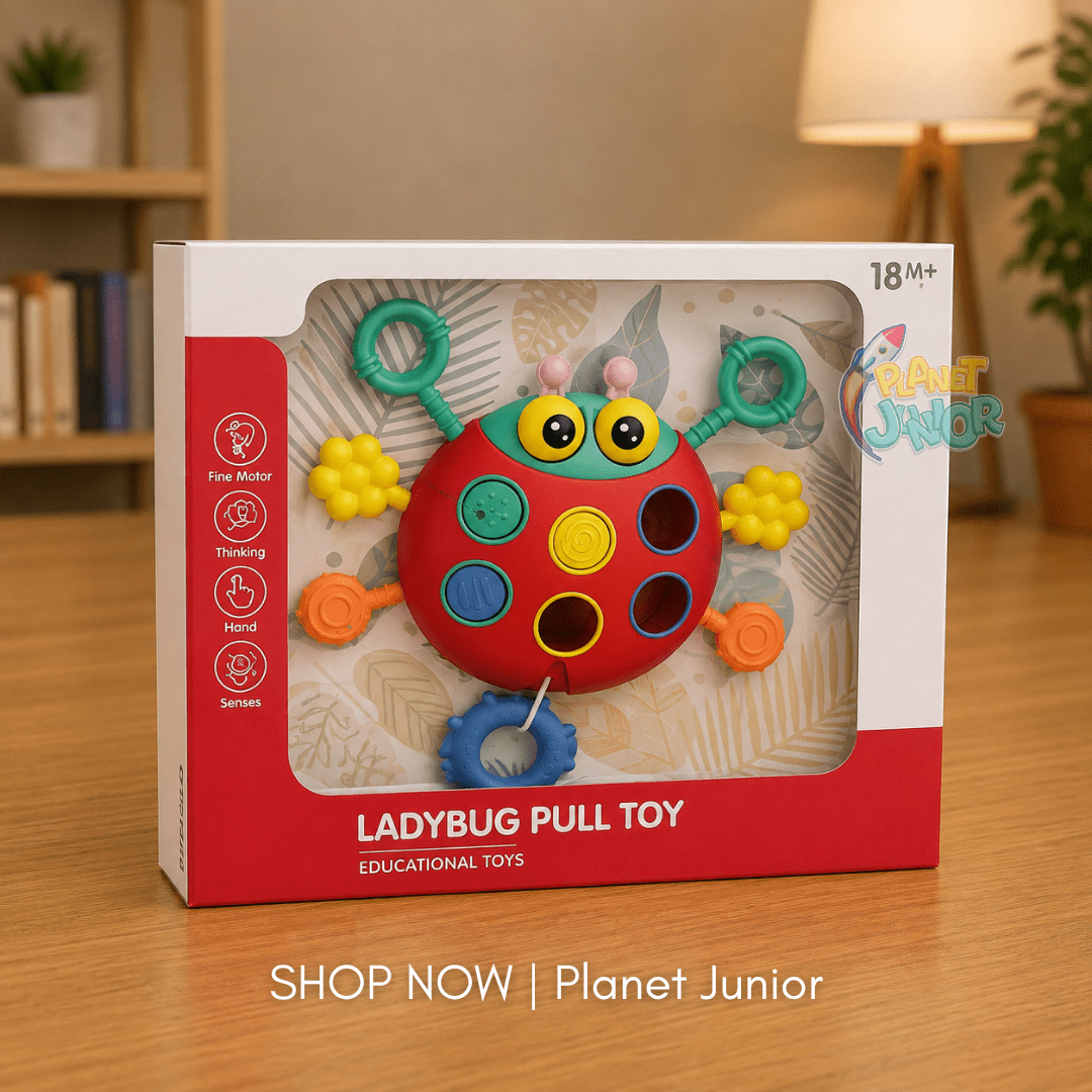 Interactive Ladybug Pull String Sensory Toy for Babies