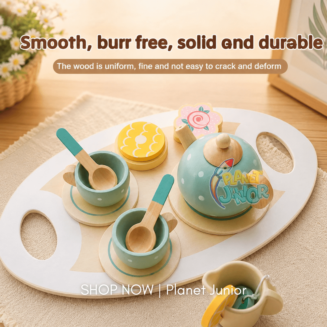Wooden Afternoon Tea Party Play Set – 15 Pieces