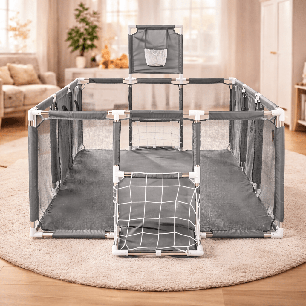 3-in-1 Kids Ball Pit Playpen Arena – Basketball Hoop & Football Goal Set 🏀⚽🎪
