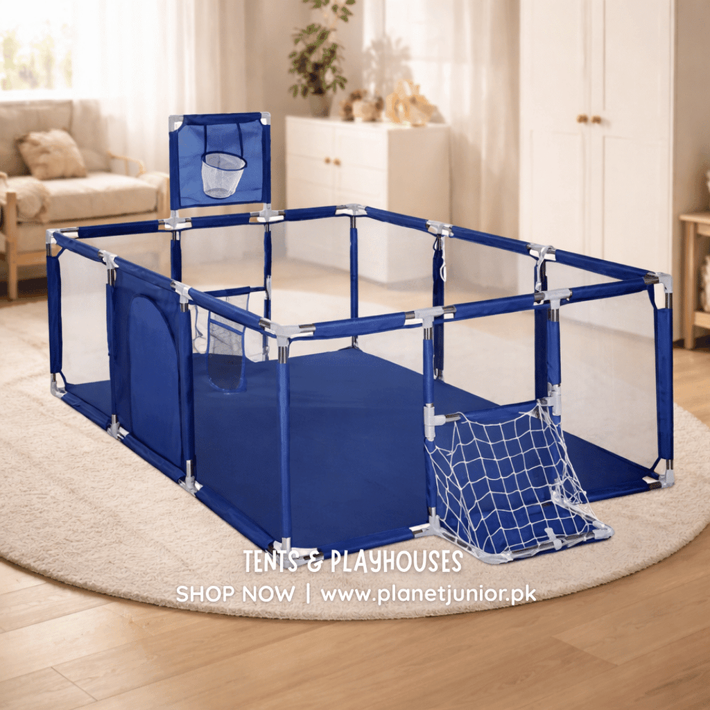 3-in-1 Kids Ball Pit Playpen Arena – Basketball Hoop & Football Goal Set 🏀⚽🎪