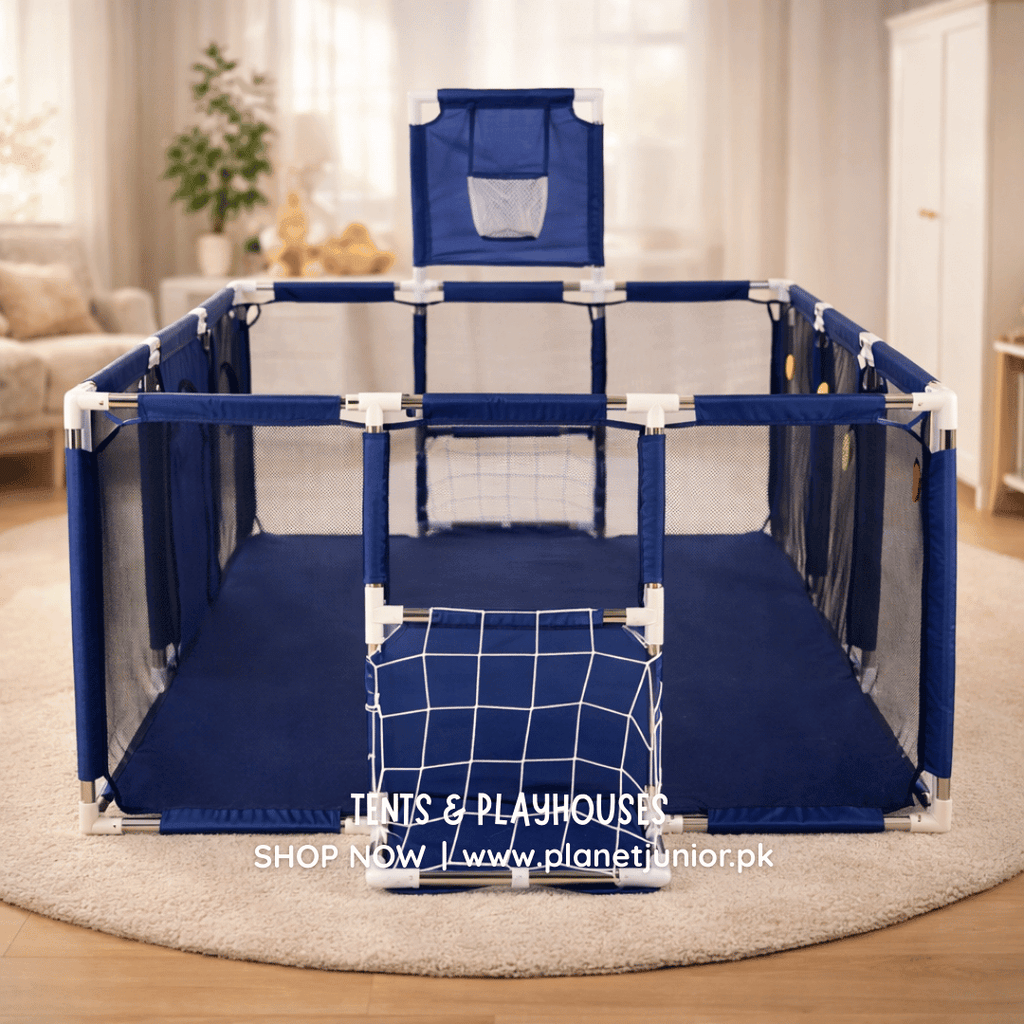3-in-1 Kids Ball Pit Playpen Arena – Basketball Hoop & Football Goal Set 🏀⚽🎪