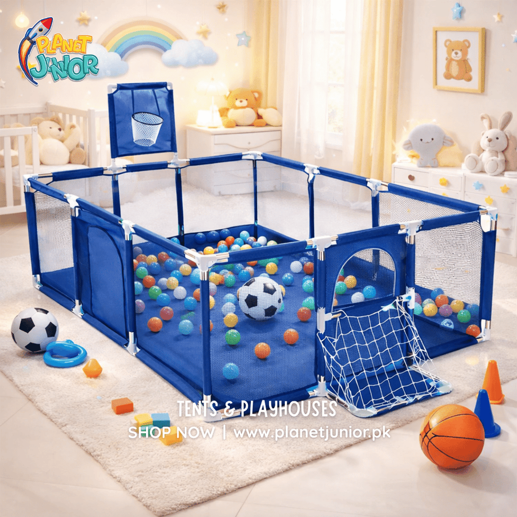 3-in-1 Kids Ball Pit Playpen Arena – Basketball Hoop & Football Goal Set 🏀⚽🎪