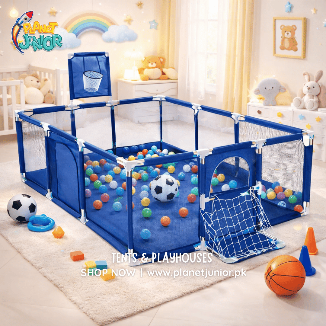 3-in-1 Kids Ball Pit Playpen Arena – Basketball Hoop & Football Goal Set 🏀⚽🎪