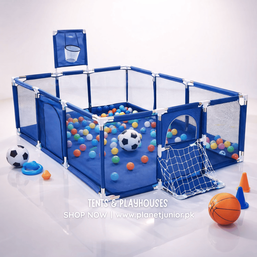 3-in-1 Kids Ball Pit Playpen Arena – Basketball Hoop & Football Goal Set 🏀⚽🎪