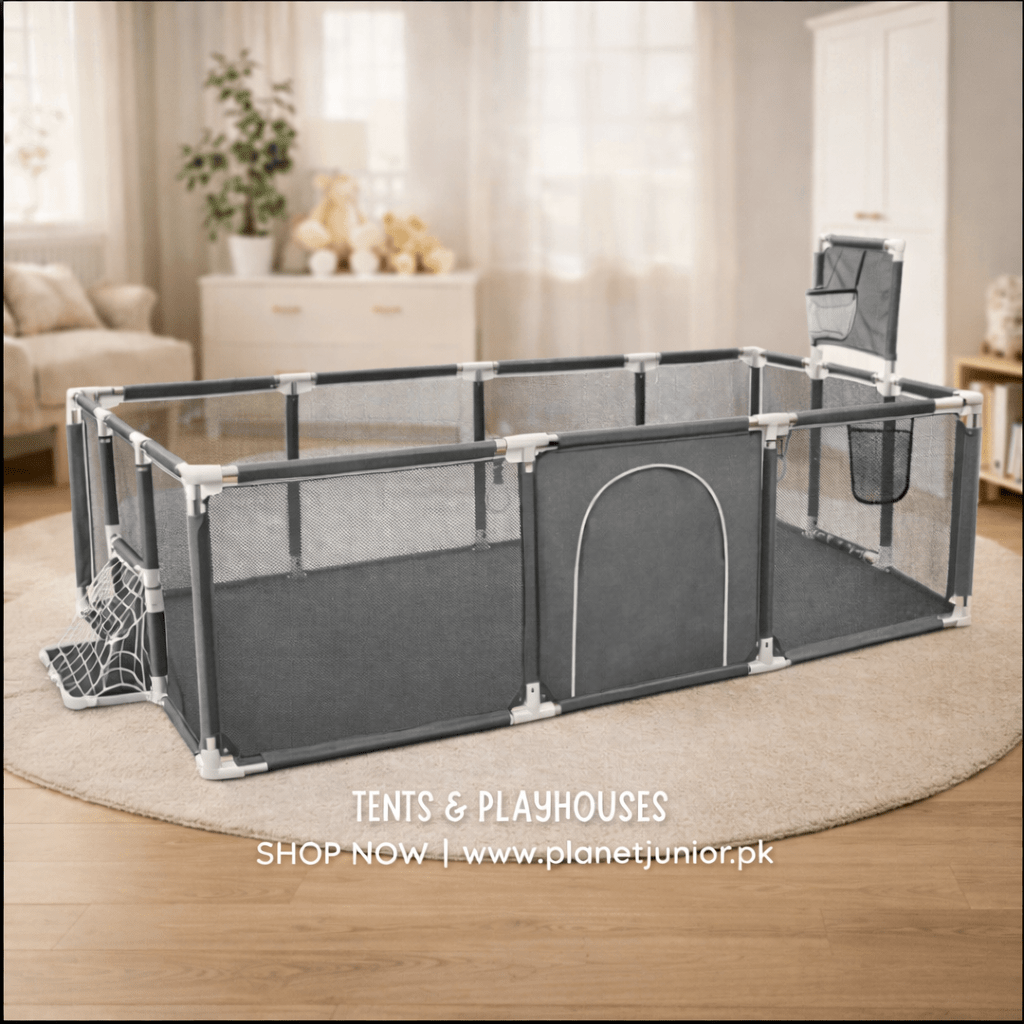 3-in-1 Kids Ball Pit Playpen Arena – Basketball Hoop & Football Goal Set 🏀⚽🎪