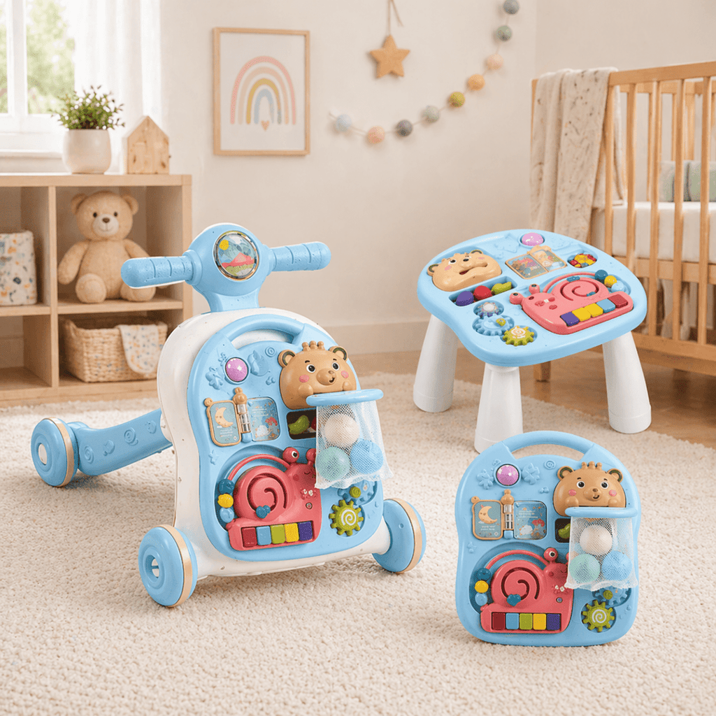 4-in-1 Baby Push Walker With Activity Table & Learning Center
