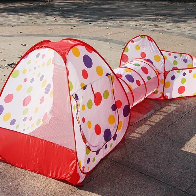 3-in-1 Pop-Up Tunnel Tent Set – Playhouse, Crawl Tunnel & Ball Pit 🎪🌈✨