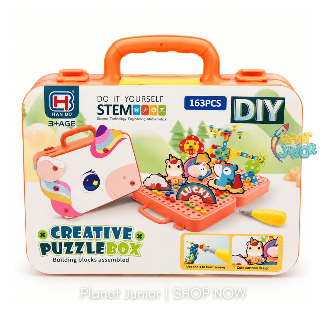 DIY Unicorn Creative Puzzle Box – STEM Building & Construction Set | 163 Pcs