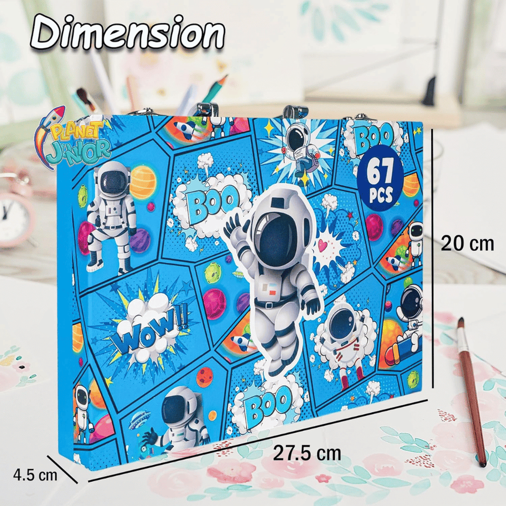 67 Piece Wooden Art Coloring Kit for Kids – Space Theme Art Set