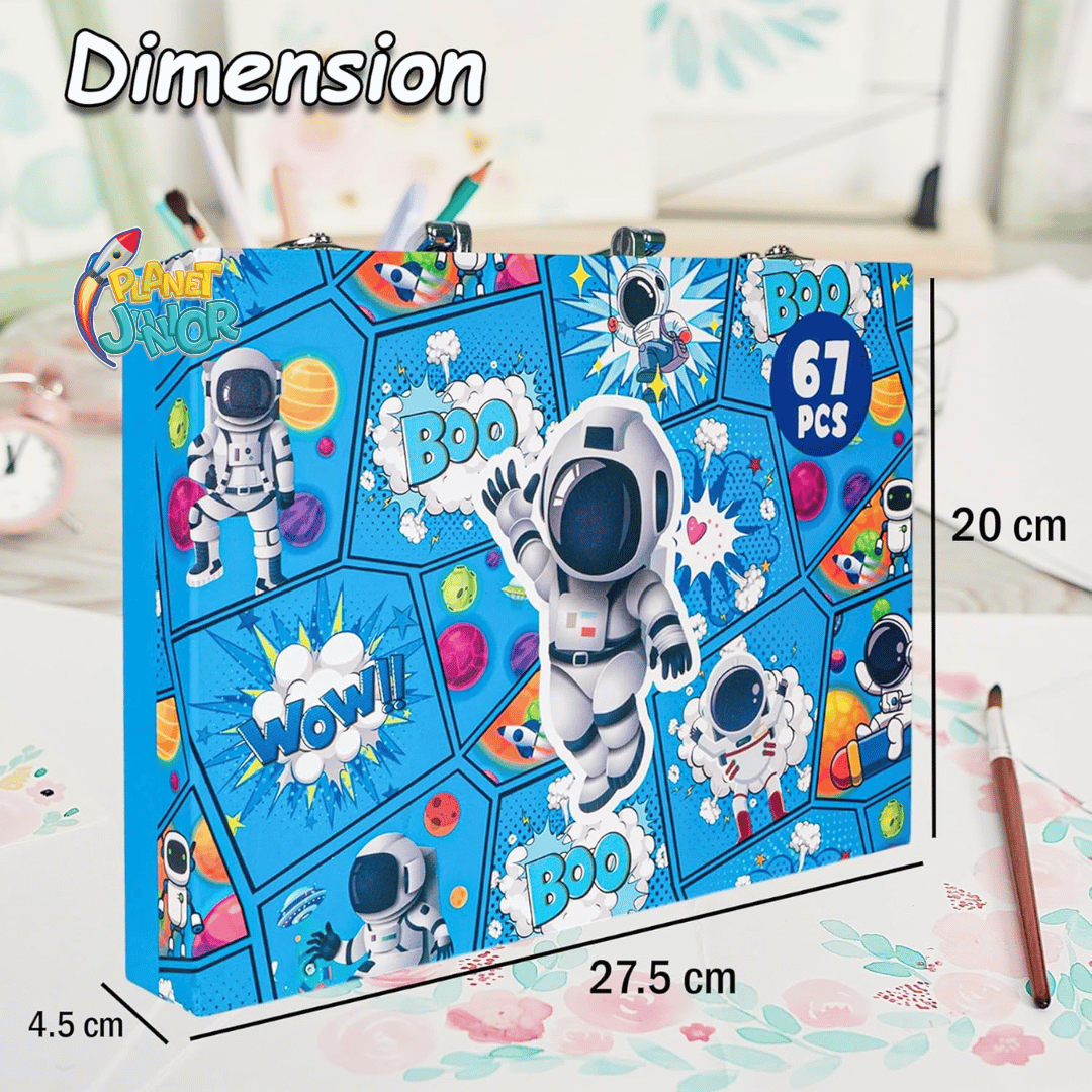 67 Piece Wooden Art Coloring Kit for Kids – Space Theme Art Set