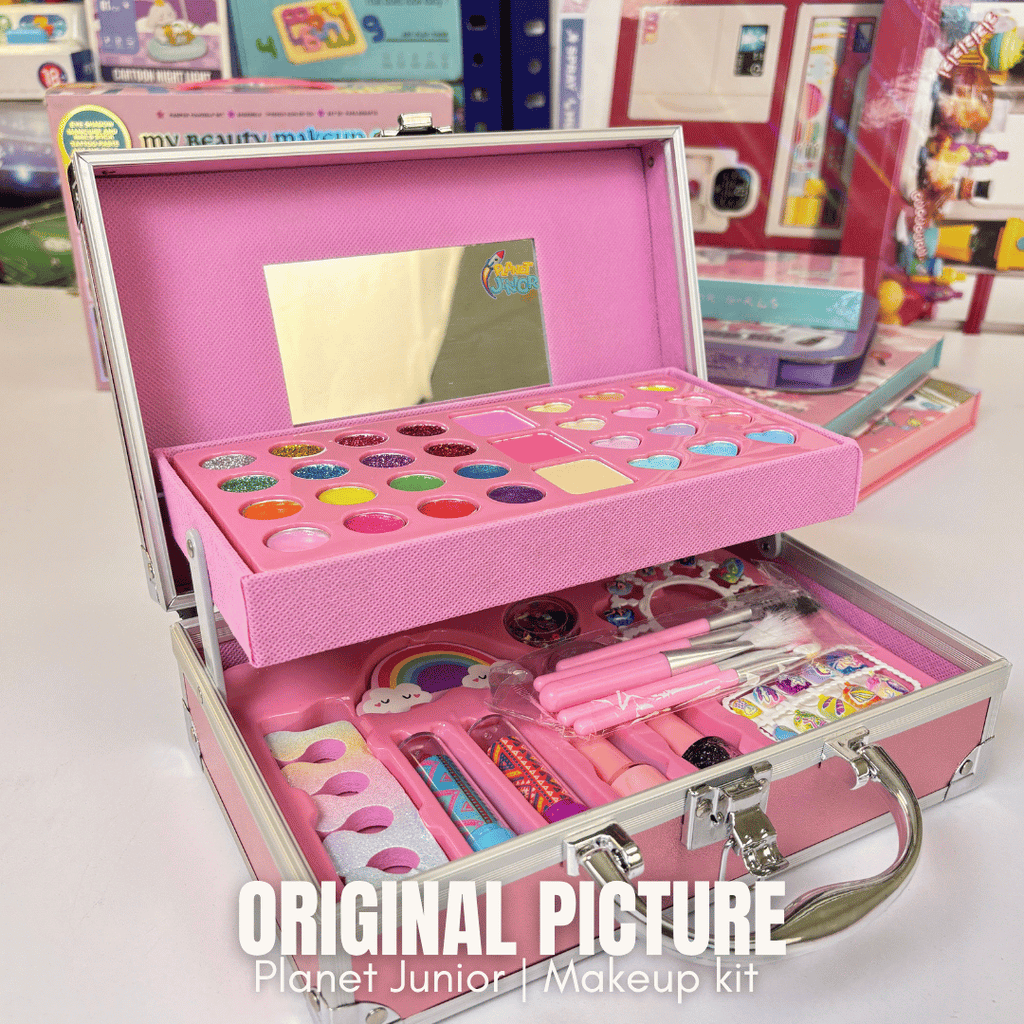 46-Piece Kids Makeup Kit in Aluminum Carry Case – Washable Pretend Play Beauty Set 💄✨