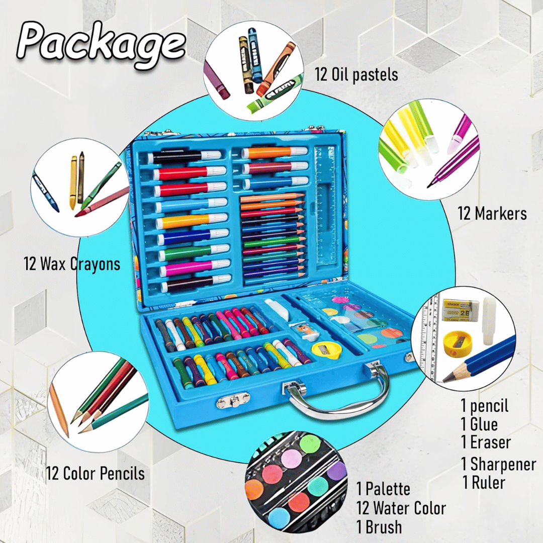 67 Piece Wooden Art Coloring Kit for Kids – Space Theme Art Set