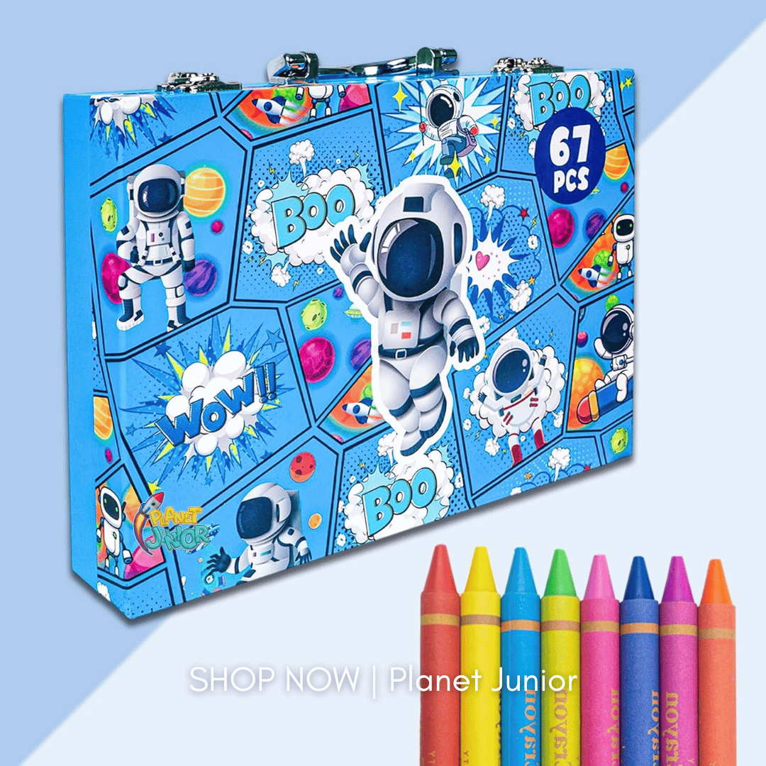 67 Piece Wooden Art Coloring Kit for Kids – Space Theme Art Set