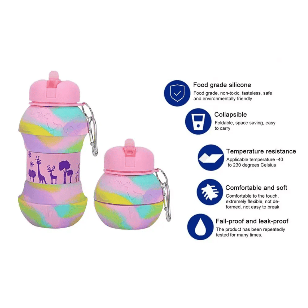 Collapsible Silicone Water Bottle for Kids – Foldable Leakproof Travel Bottle | 500–600ml