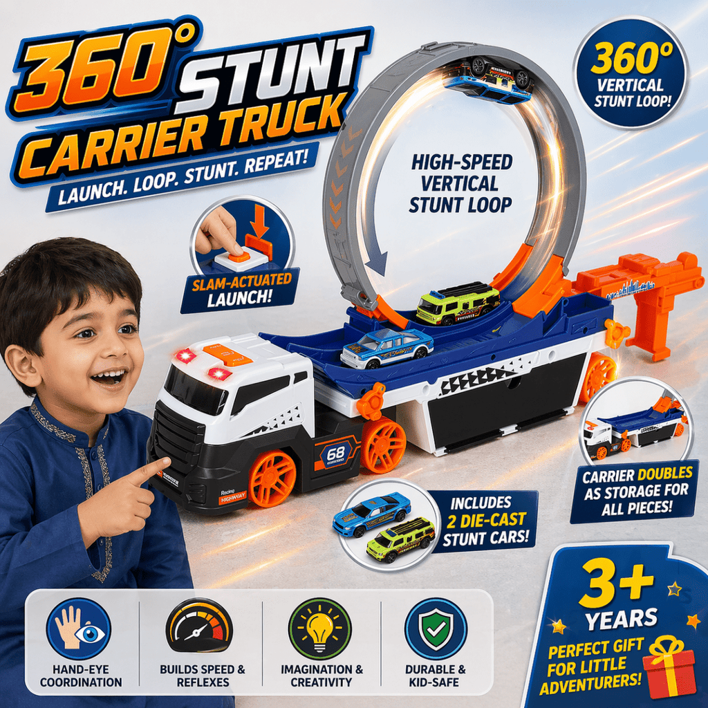 360° Stunt Carrier Truck – Loop Racing Track with Launcher