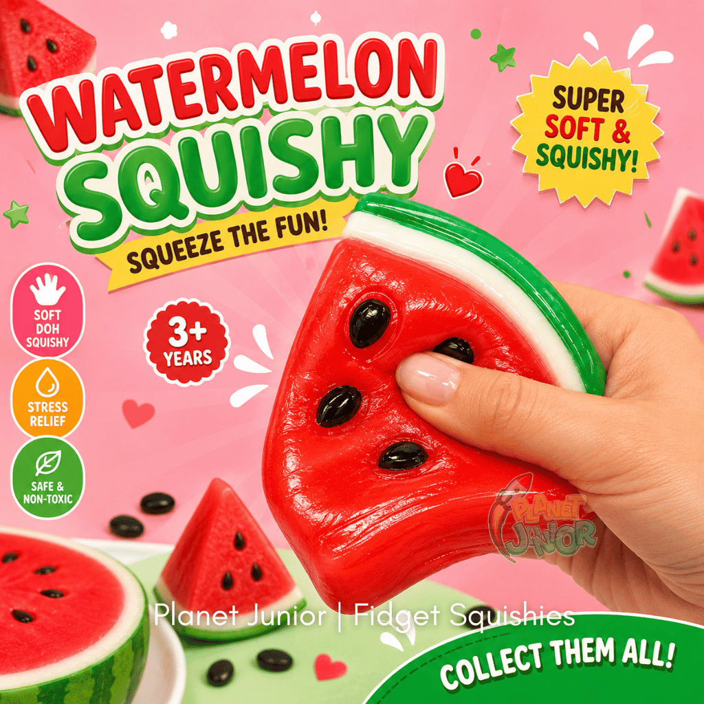 Watermelon Slice Squishy 1 Pc – Soft Squeeze Sensory Stress Relief & Fidget Squishy