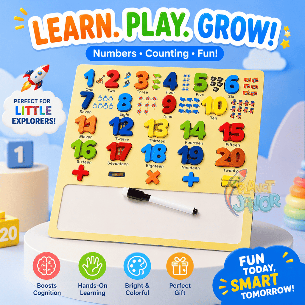 Wooden Numbers Learning Board with Writing Pad & Marker