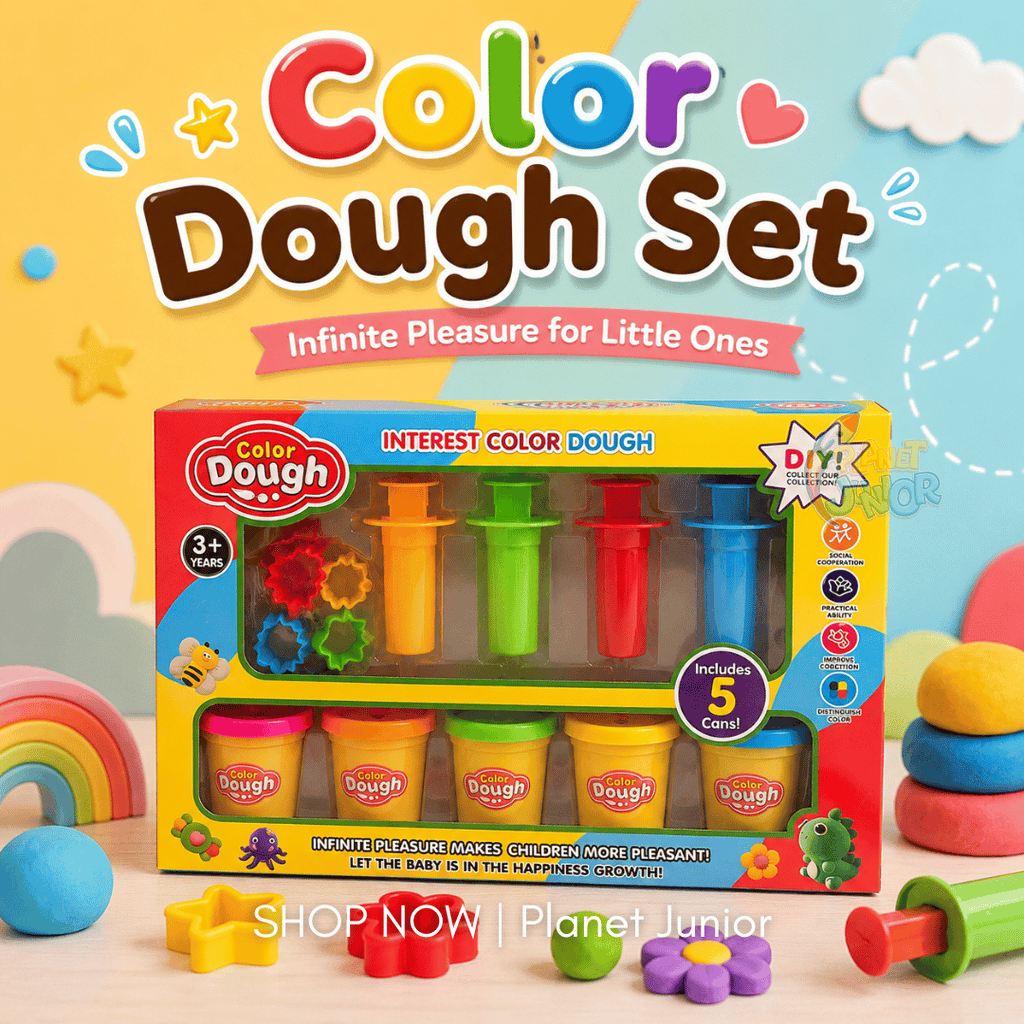 Color Dough Play Set with 5 Dough Cans & 5 Extruder Tools