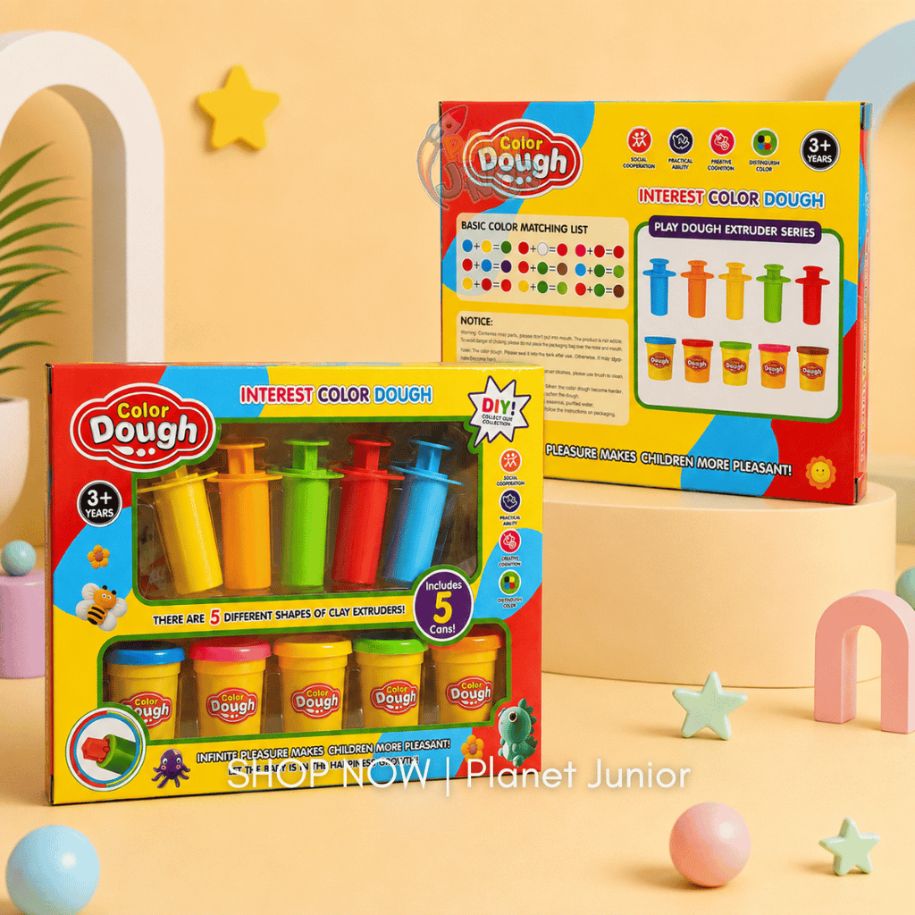 Color Dough Play Set with 5 Dough Cans & 5 Extruder Tools