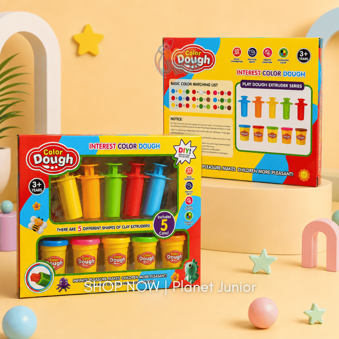 Color Dough Play Set with 5 Dough Cans & 5 Extruder Tools