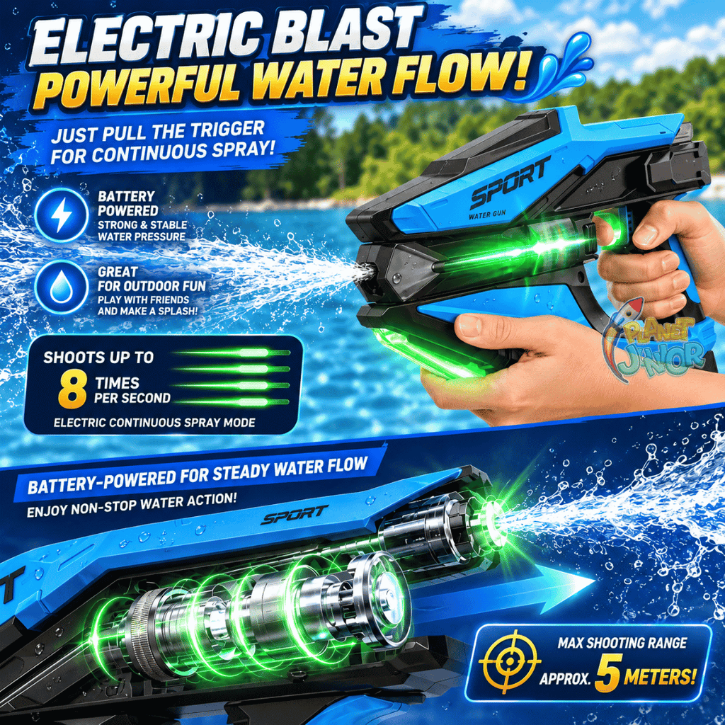 Electric LED Water Blaster Toy – Automatic Continuous Shooting, Type-C Rechargeable Water Gun