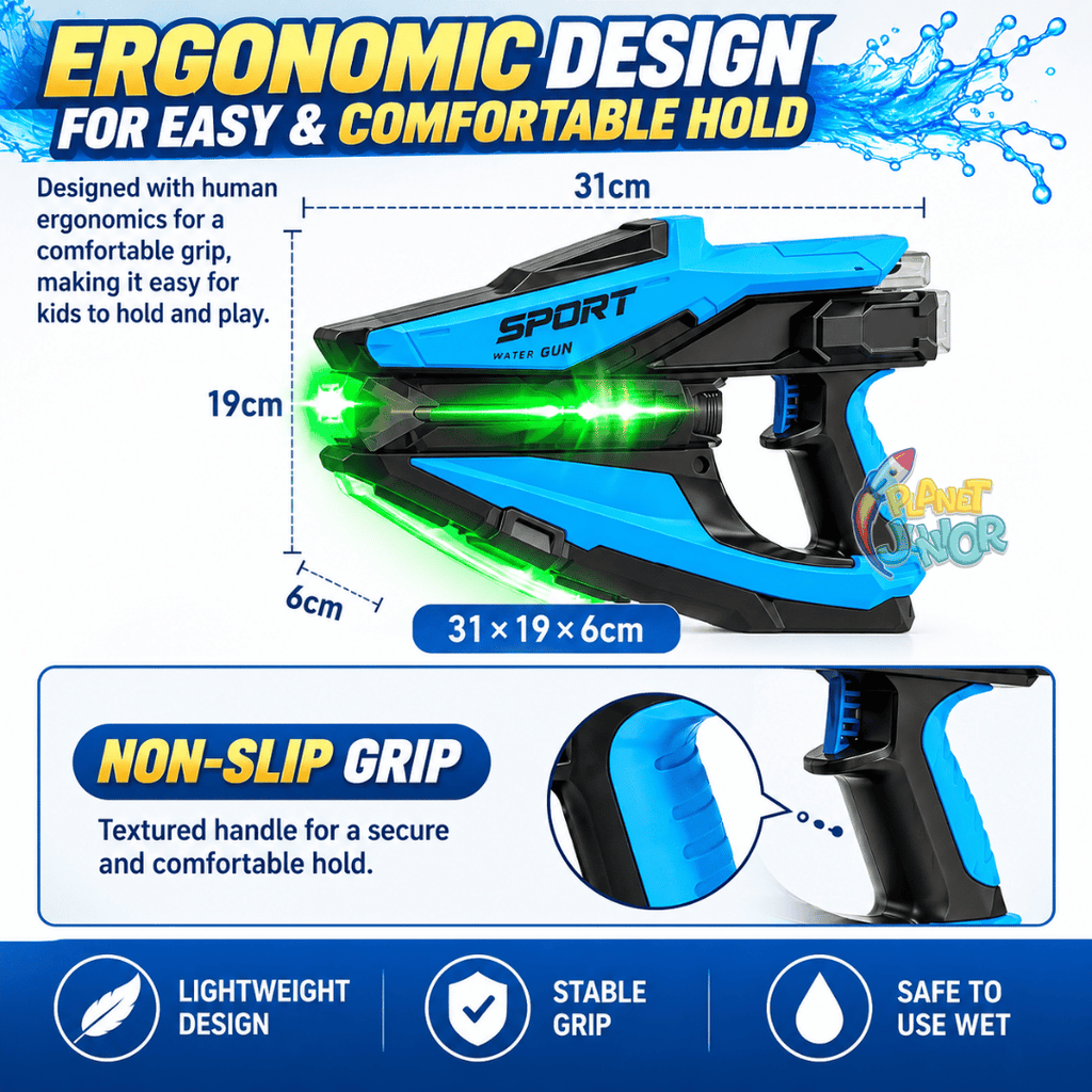 Electric LED Water Blaster Toy – Automatic Continuous Shooting, Type-C Rechargeable Water Gun