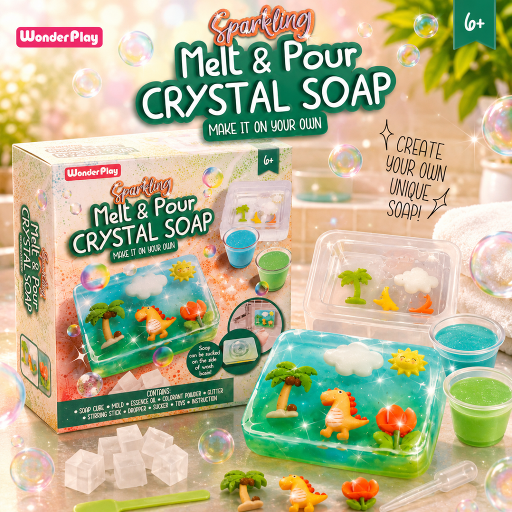 Sparkling Melt & Pour Crystal Soap Kit for Kids – DIY Soap Making Craft Set