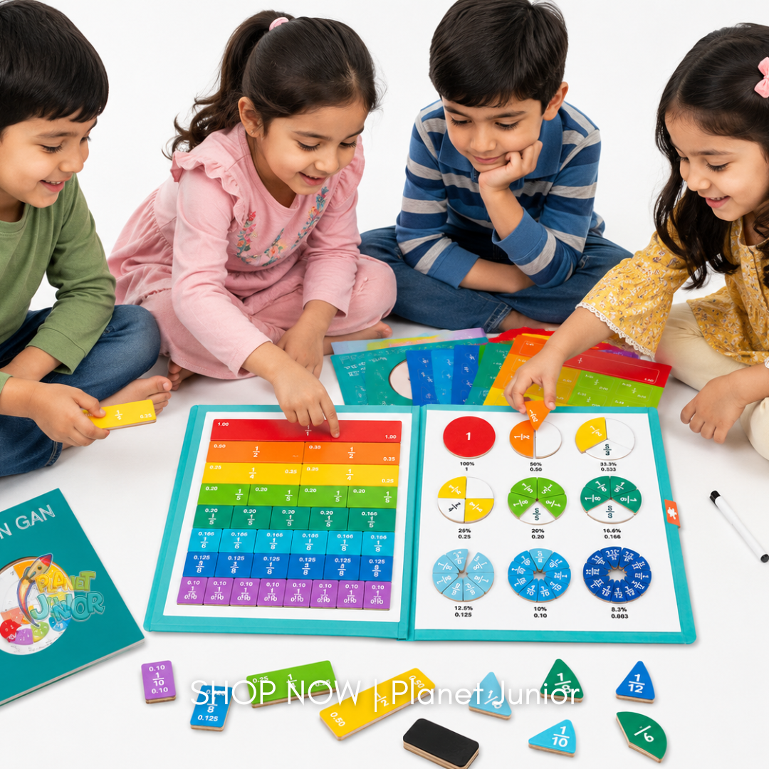 Wooden Fraction Learning Board Educational Math Set