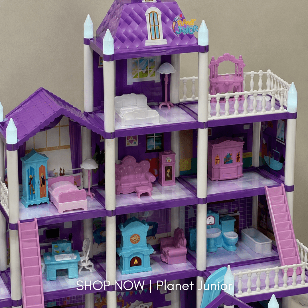 Dream Villa Castle Multi-Storey Doll House Playset with Furniture & Pool