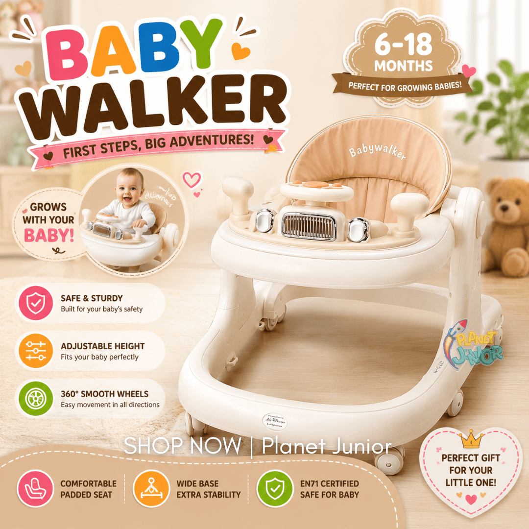 Modern Baby Learning Walker with Activity Tray & Padded Seat