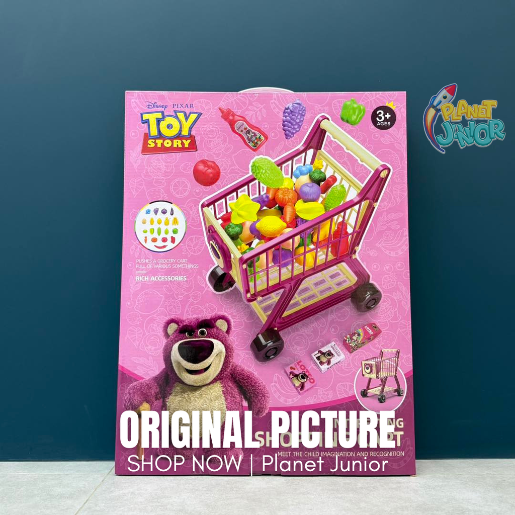 Kids Pretend Play Shopping Cart with Grocery Accessories