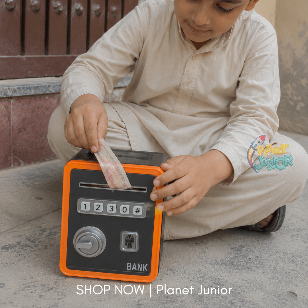 Password Safe ATM Key Styled Money Bank for Kids with Fingerprint Unlock