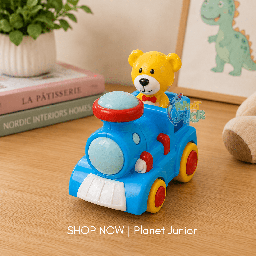 Bear Train Bump & Go Musical Toy with Lights for Kids