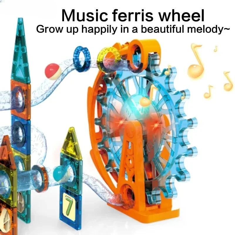 Glowing Ferris Wheel Magnetic Pipeline Building Blocks | 71Pcs