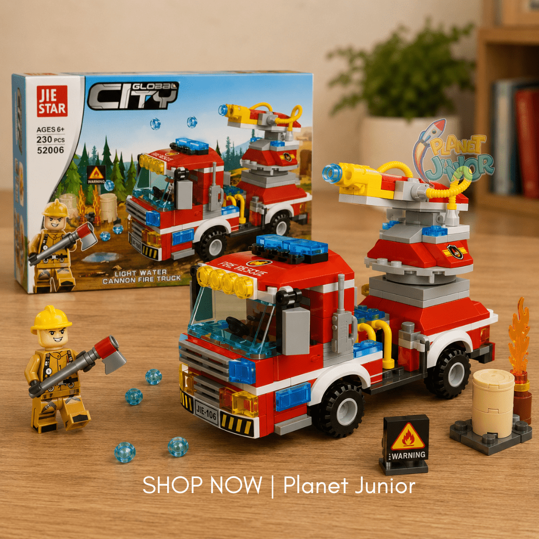 230 PCS Fire Truck Legos Set with Water Cannon & Firefighter Figure